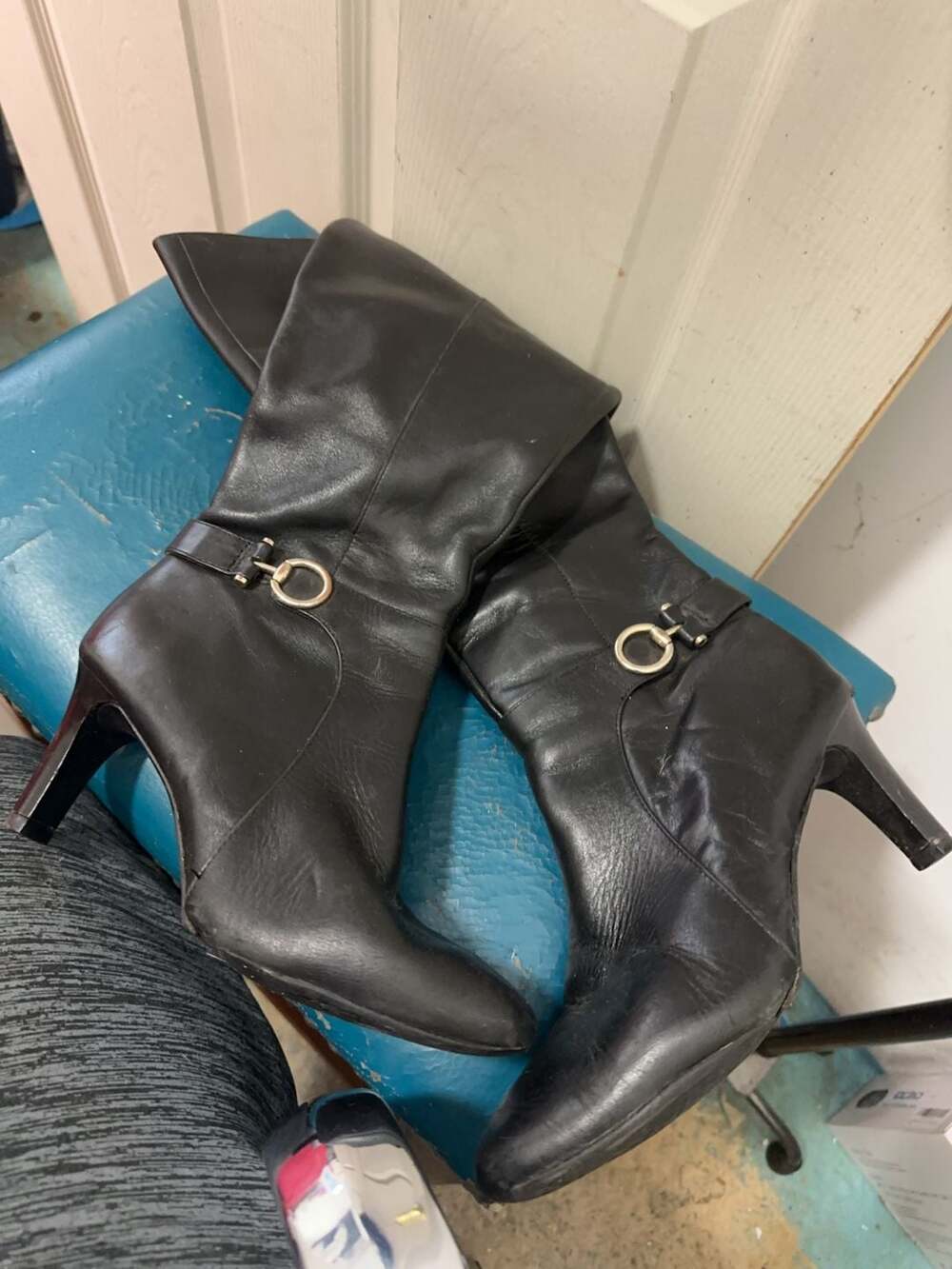 Bandolino Bdlella Black Leather Knee High Boots Size 8M